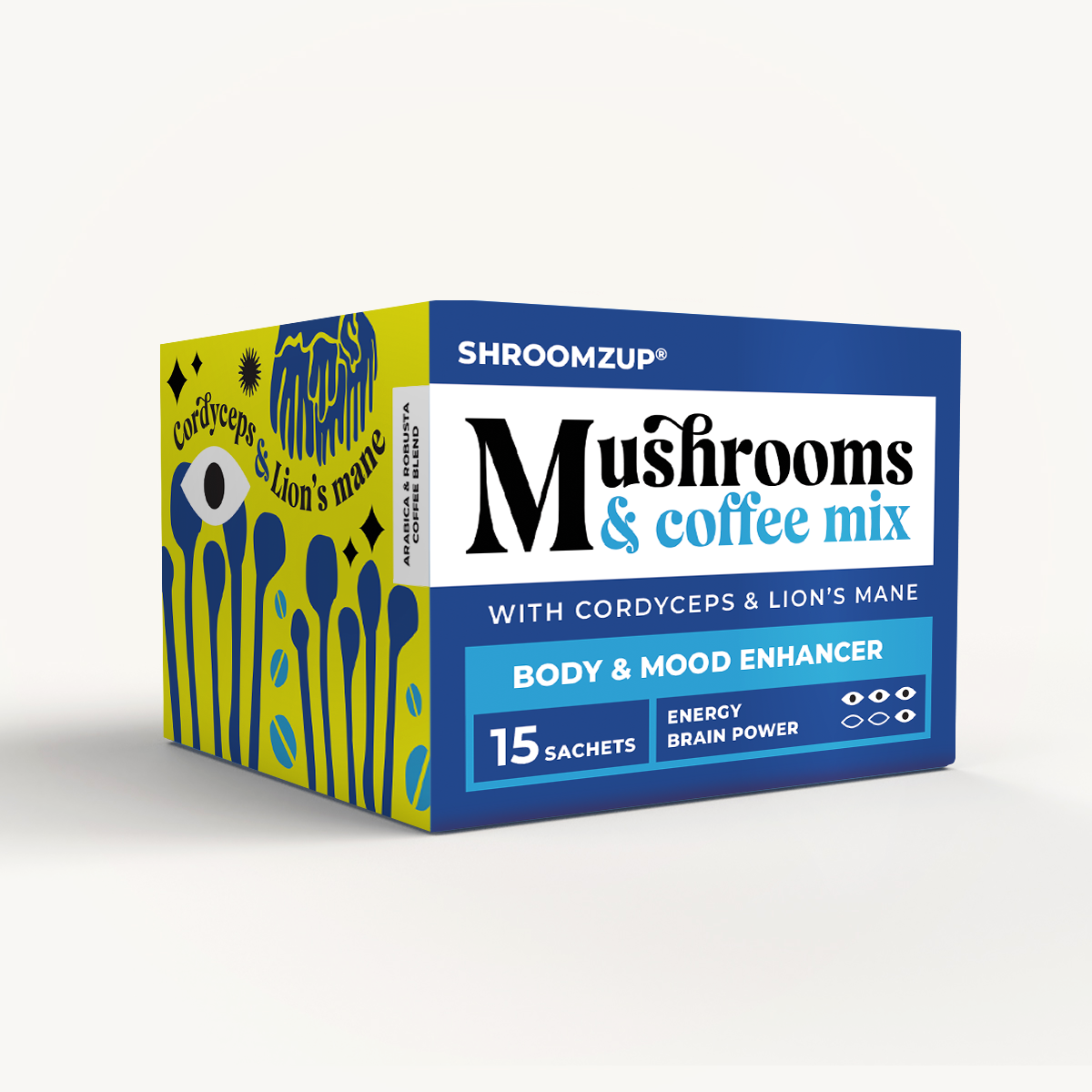 Brain boost mushroom coffee mix with Cordyceps and Lion's mane